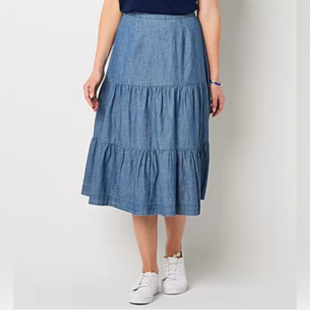St. John’s Bay Denim Maxi Skirt Size M